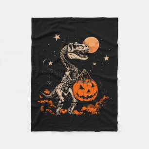 Dinosaur Skeleton Scary Pumpkin Måne Halloween Boy Fleecefilt