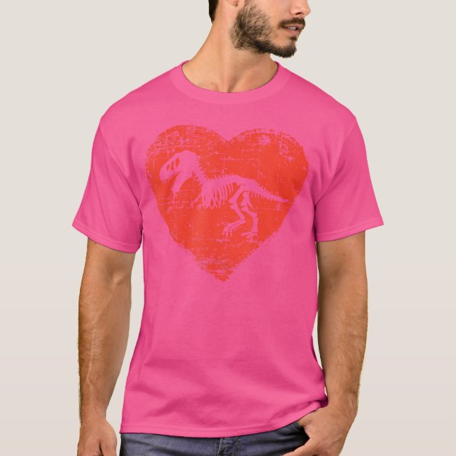 Dinosaur Skeleton Shirt Kärlek T Rex Red Heart Gif (Framsida)