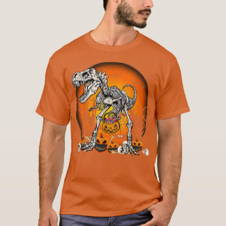Dinosaur Skeleton T är skör med Måne Halloween R Shirt