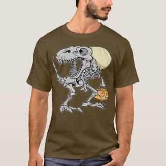 Dinosaur Skeleton T re Scary Pumpkin Måne hallowee Shirt