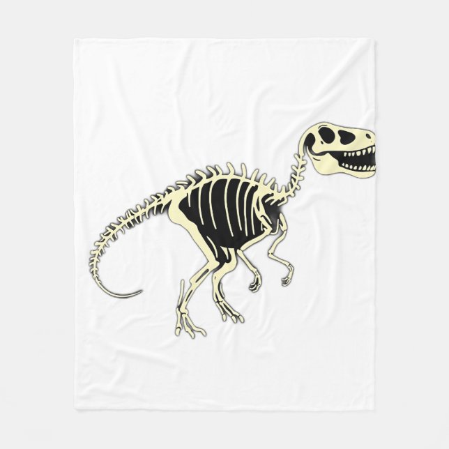 Dinosaur Skeleton-Tecknaden med glöd på Mörken Fleecefilt (Framsidan)