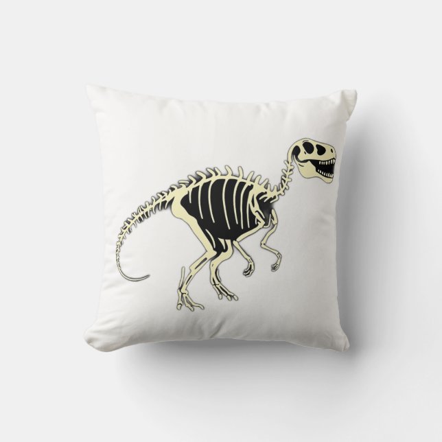 Dinosaur Skeleton-Tecknaden med glöd på Mörken Kudde (Framsida)