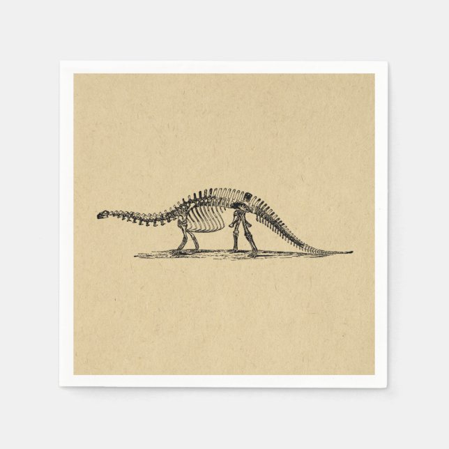 Dinosaur Skeleton Vintage Art Pappersservett (Framsidan)
