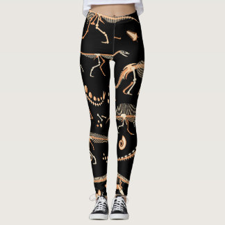 Dinosaur skelett, fossils, vintage mönster. leggings