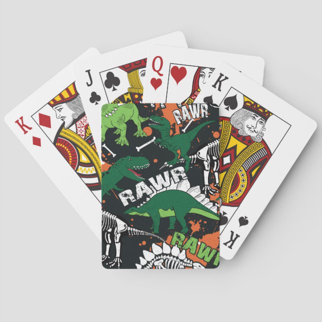 Dinosaur skelett, grym, sömlös mönster. casinokort (Baksidan)