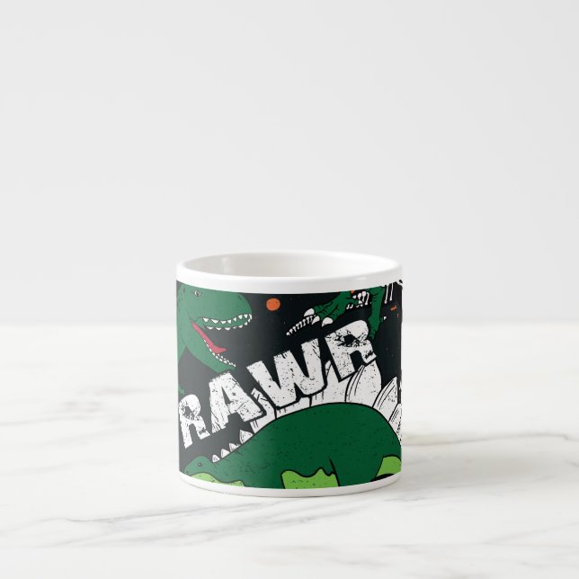 Dinosaur skelett, grym, sömlös mönster. espressomugg (Framsidan)