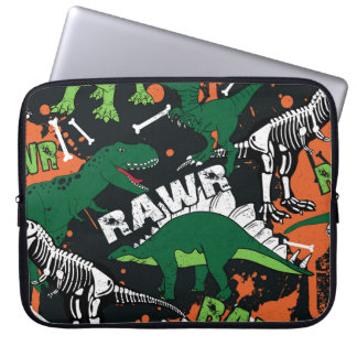 Dinosaur skelett, grym, sömlös mönster. laptop fodral