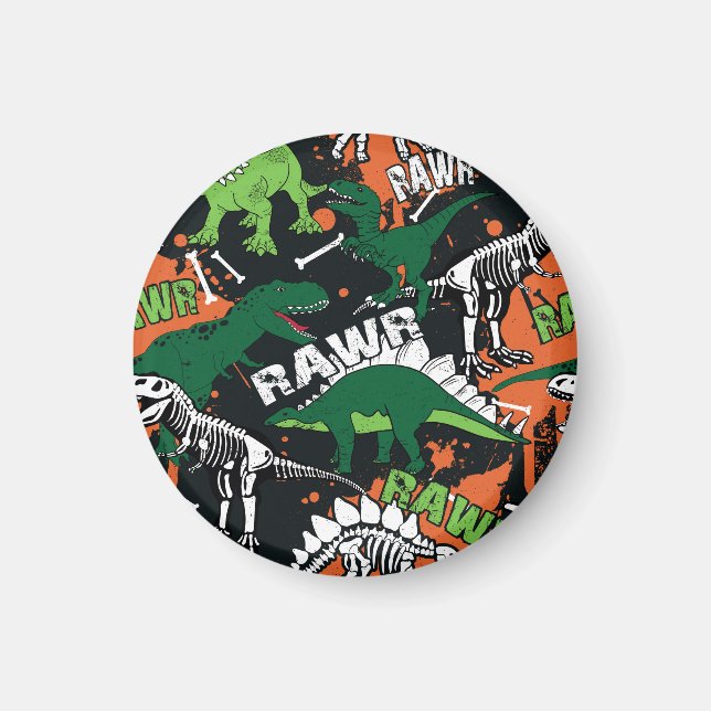 Dinosaur skelett, grym, sömlös mönster. magnet (Framsidan)