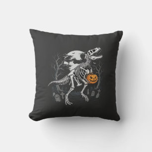 Dinosaur Skelett Halloween Pumpa Kyrkogård Desi Kudde