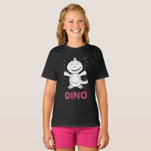 Dinosaur - Sketchade djur - Svart, Vit och Rosa T Shirt