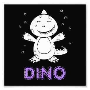 Dinosaur - Sketched Animal in Black & White Fototryck