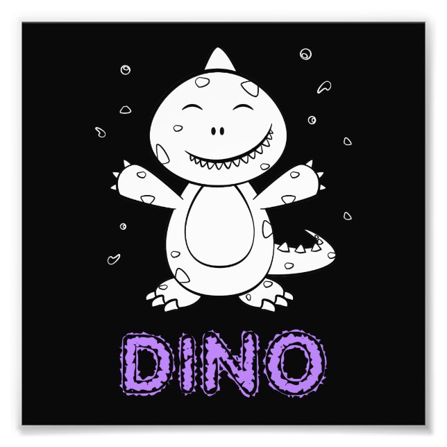 Dinosaur - Sketched Animal in Black & White Fototryck (Framsidan)