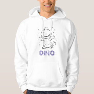 Dinosaur - Sketched Animal in Black & White Hoodie
