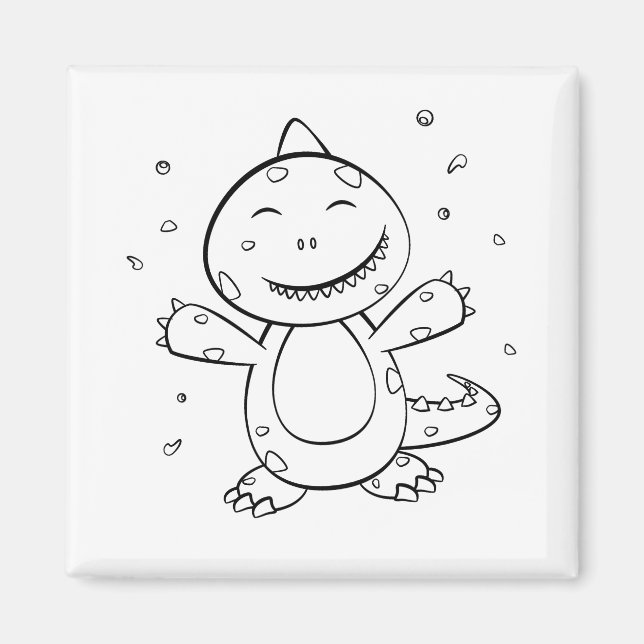 Dinosaur - Sketched Animal in Black & White Magnet (Framsidan)