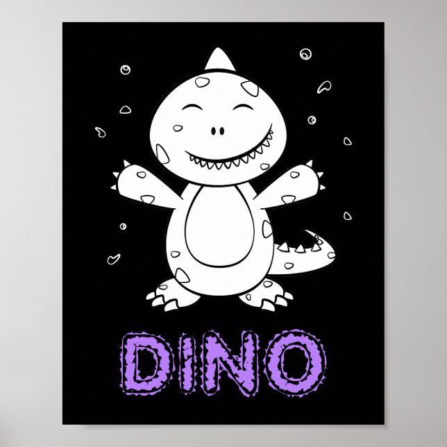 Dinosaur - Sketched Animal in Black & White Poster (Framsidan)
