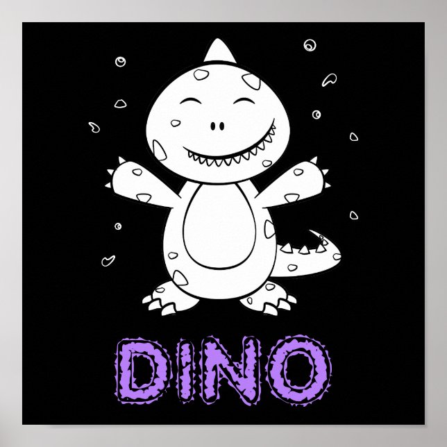 Dinosaur - Sketched Animal in Black & White Poster (Framsidan)