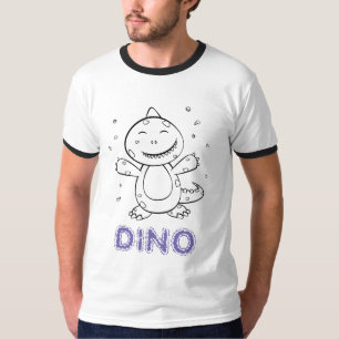 Dinosaur - Sketched Animal in Black & White T Shirt