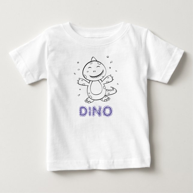 Dinosaur - Sketched Animal in Black & White T Shirt (Framsida)