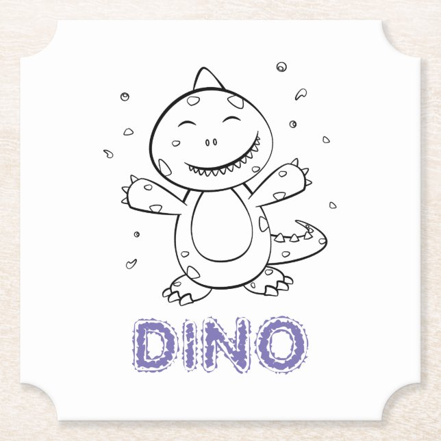 Dinosaur - Sketched Animal in Black & White Underlägg Papper (Framsida)