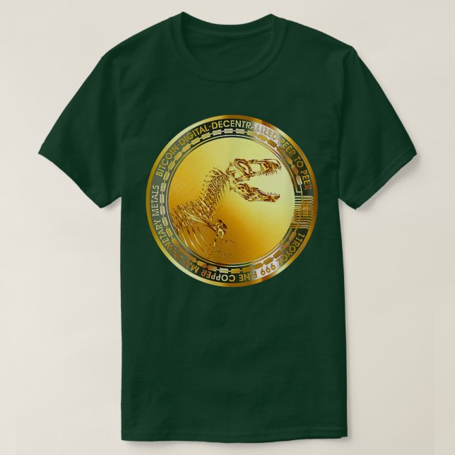 Dinosaur Skull Fossil Skeleton Coin Bitcoin World  T Shirt (Design framsida)