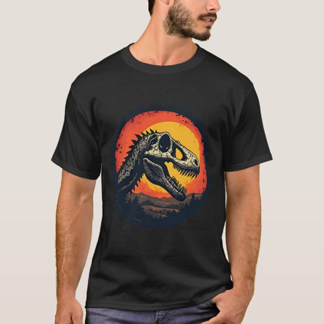 Dinosaur Skull Sunset T-Shirt (Framsida)
