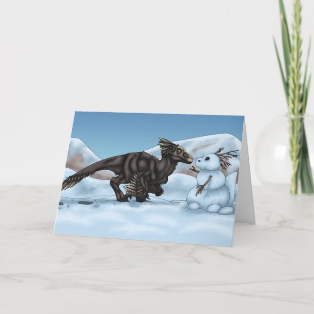 Dinosaur Snögubbe Kort (Framsida)