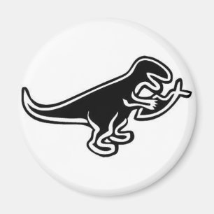 Dinosaur som äter den Jesus fisken Magnet