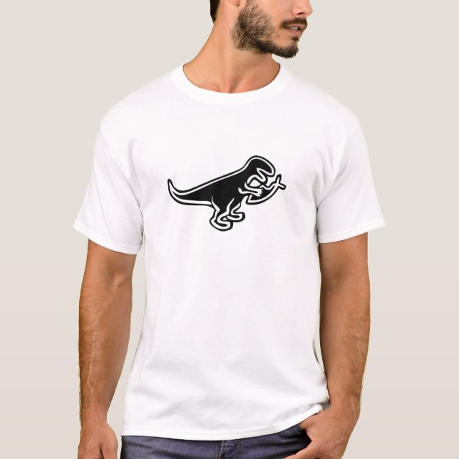 Dinosaur som äter den Jesus fisken Tee Shirt (Framsida)