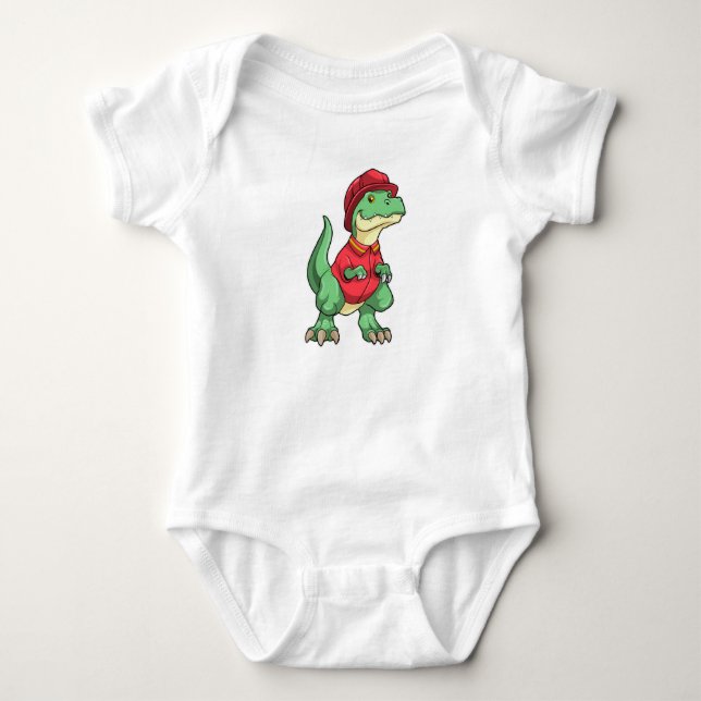 Dinosaur som brandman med brandhelm t shirt (Framsida)