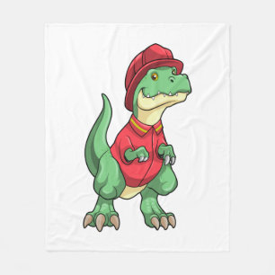 Dinosaur som brandman med brandhjälm fleecefilt