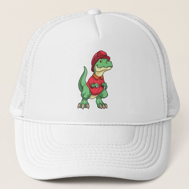 Dinosaur som brandman med brandhjälm keps (Framsida)
