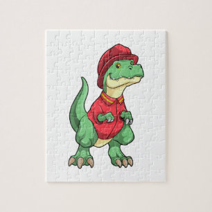 Dinosaur som brandman med brandhjälm pussel