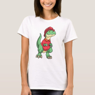 Dinosaur som brandman med brandhjälm t shirt