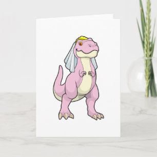 Dinosaur som Bride vid Bröllop med Veil Kort