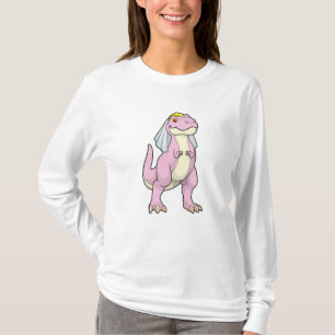 Dinosaur som brud på bröllop med slöja t shirt