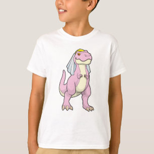 Dinosaur som brud på bröllop med slöja t shirt