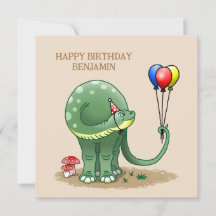 Dinosaur som håller ballonger födelsedag