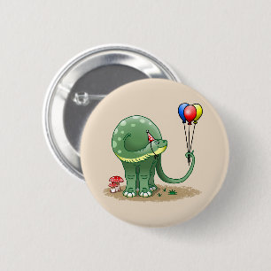 Dinosaur som håller födelsedagsballongerna knapp