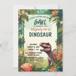 Dinosaur som inbjuder en pojke på födelsedagen inbjudningar