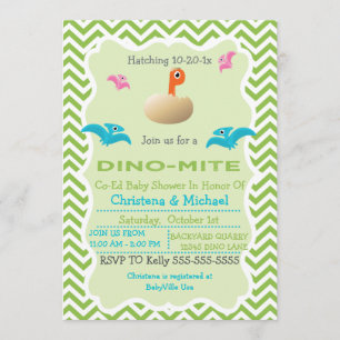 Dinosaur som kläcker baby showerinbjudan inbjudningar
