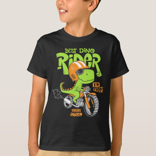 Dinosaur som kör motorcykel t shirt (Framsida)