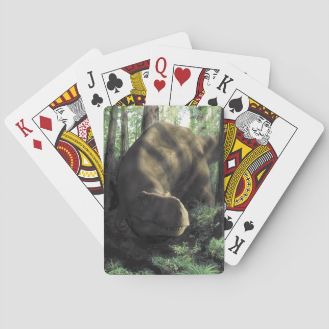 Dinosaur som leker kort casinokort (Baksidan)