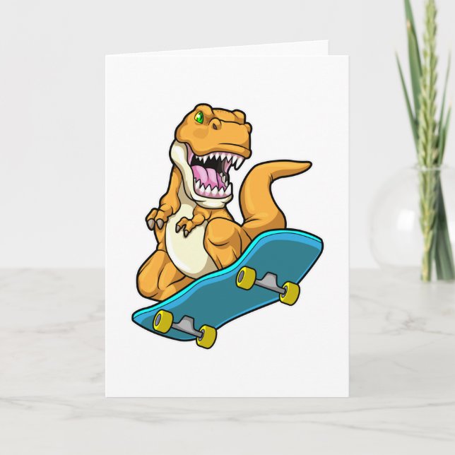 Dinosaur som Skater med Skateboard Kort (Framsida)