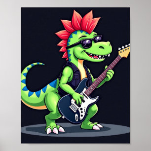 Dinosaur som spelar elektrisk gitarr poster
