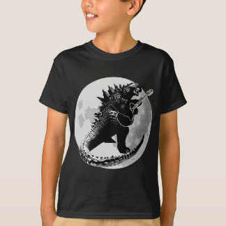 Dinosaur som spelar Guitar Electric Acoustic Led S T Shirt