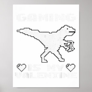 Dinosaur som spelar TV-spel Roligt spelande för Va Poster