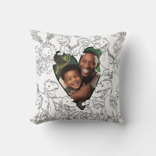Dinosaur Son Dotter Färg-in Photo Cushion Kudde