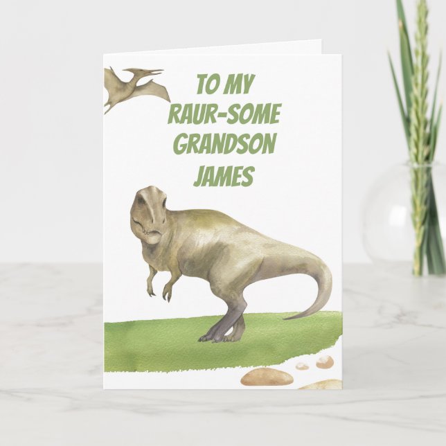 Dinosaur-sonens födelsedagskort kort (Framsida)