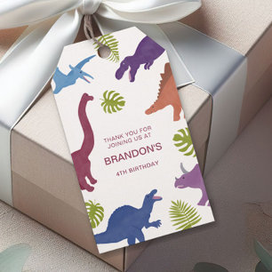 Dinosaur Söt Dino Barn Födelsedagsfest Förmån Presentetikett