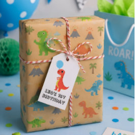 Dinosaur / Söt Dino Pojke Födelsedag Presentetikett